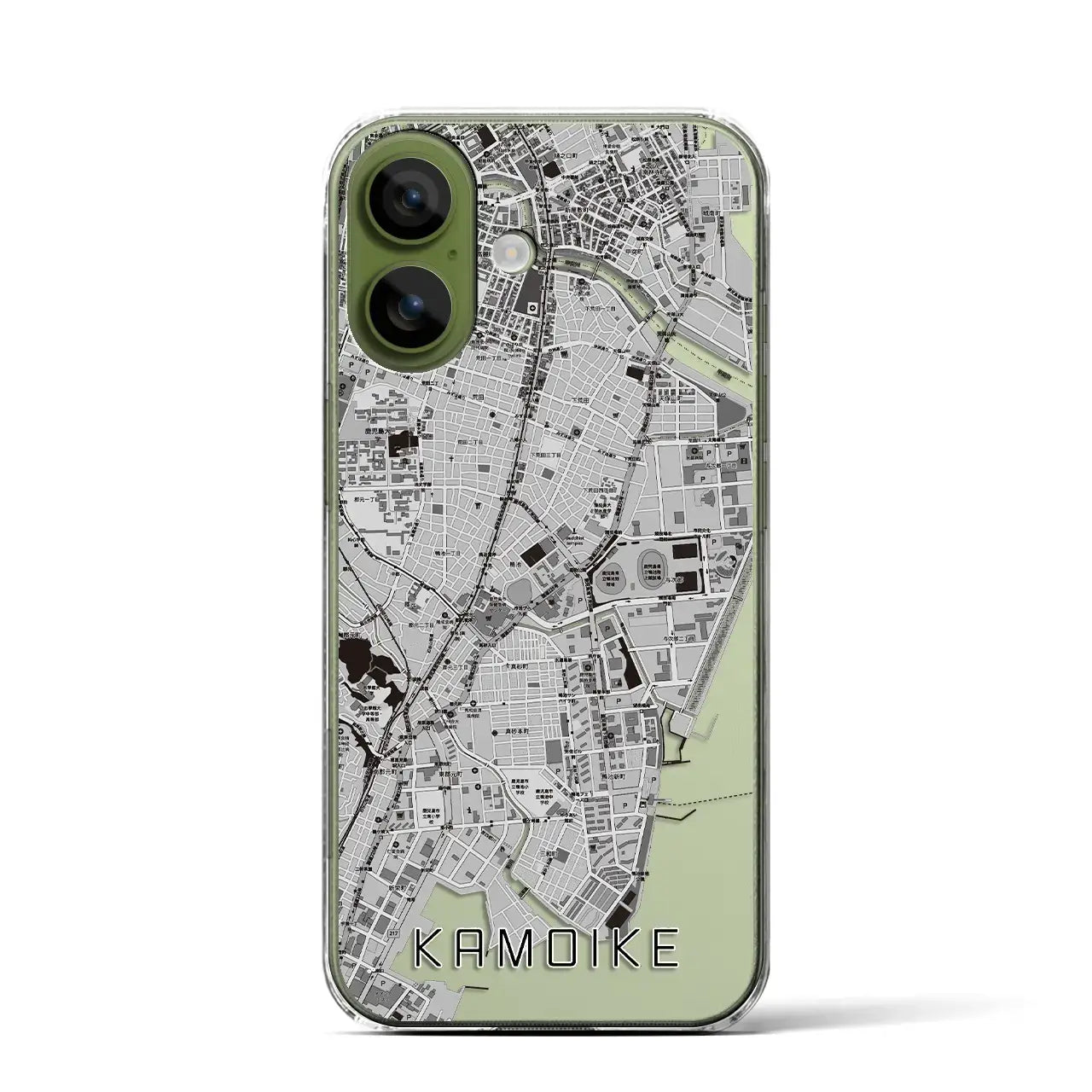 【鴨池（鹿児島県）】地図柄iPhoneケース（クリアタイプ）