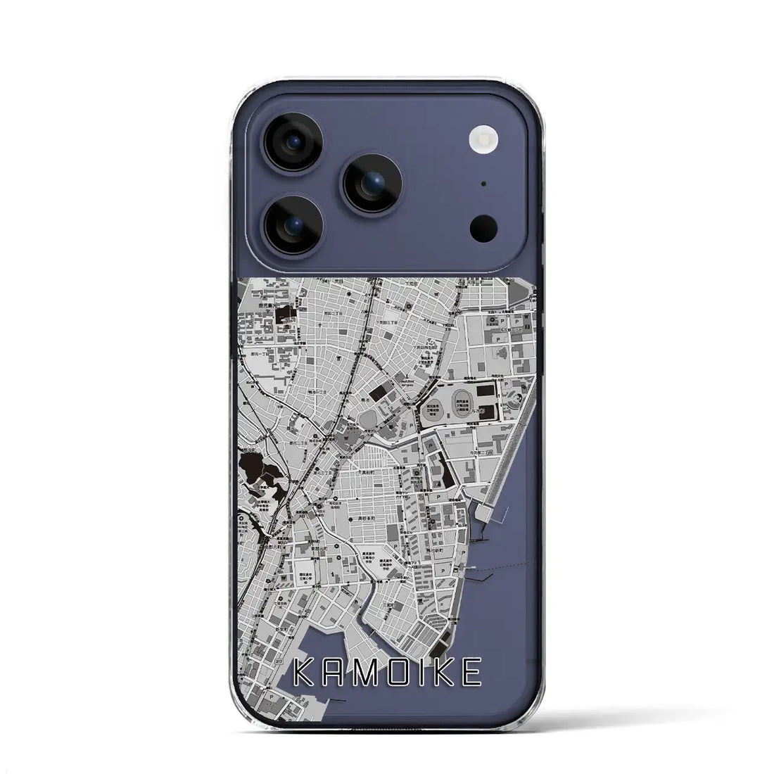 【鴨池(鹿児島県)】地図柄iPhoneケース(クリアタイプ)モノトーン・iPhone 17 Pro Max 用