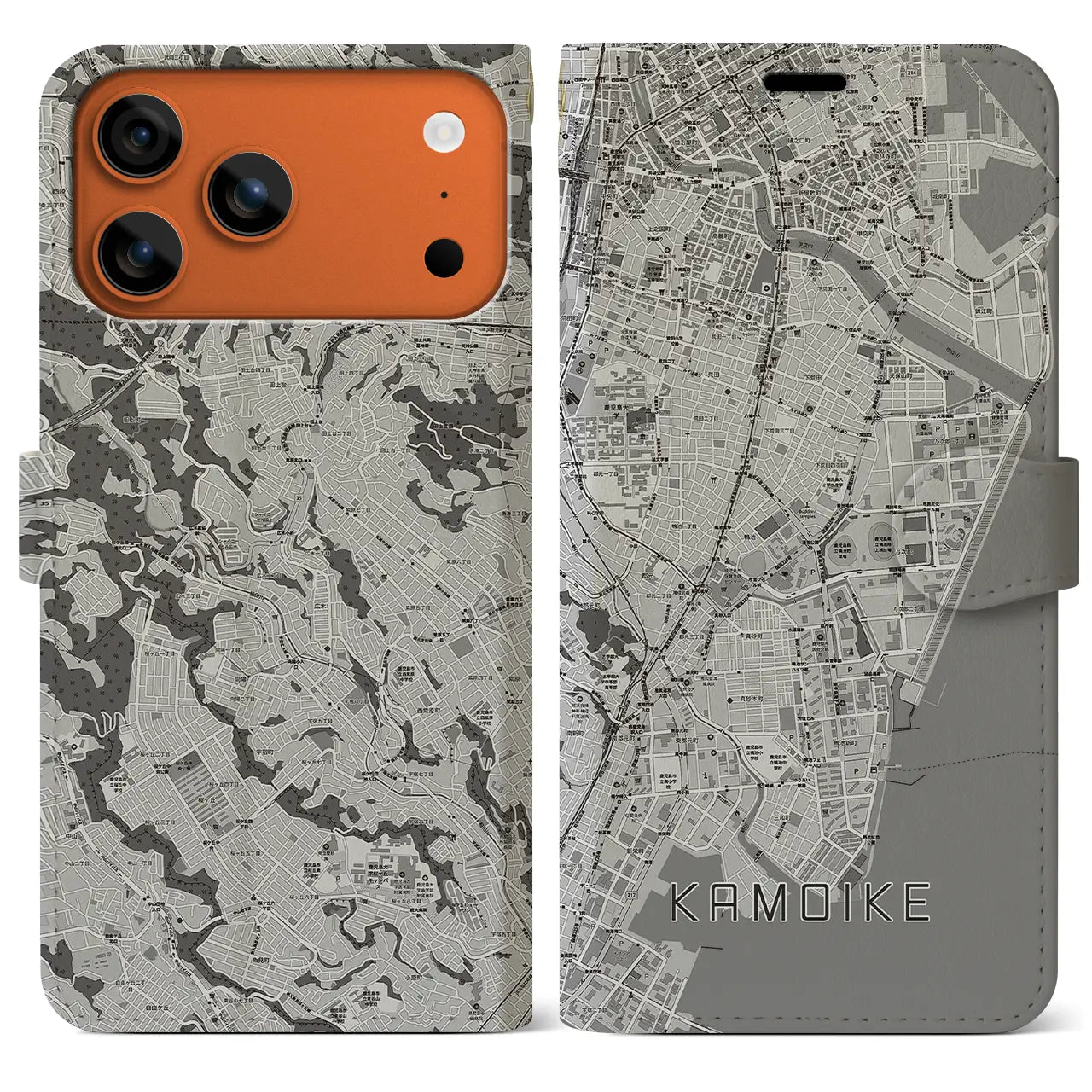 【鴨池（鹿児島県）】地図柄iPhoneケース（手帳タイプ）