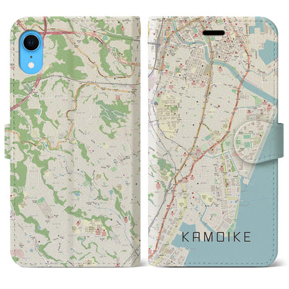【鴨池（鹿児島県）】地図柄iPhoneケース（手帳タイプ）ナチュラル・iPhone XR 用