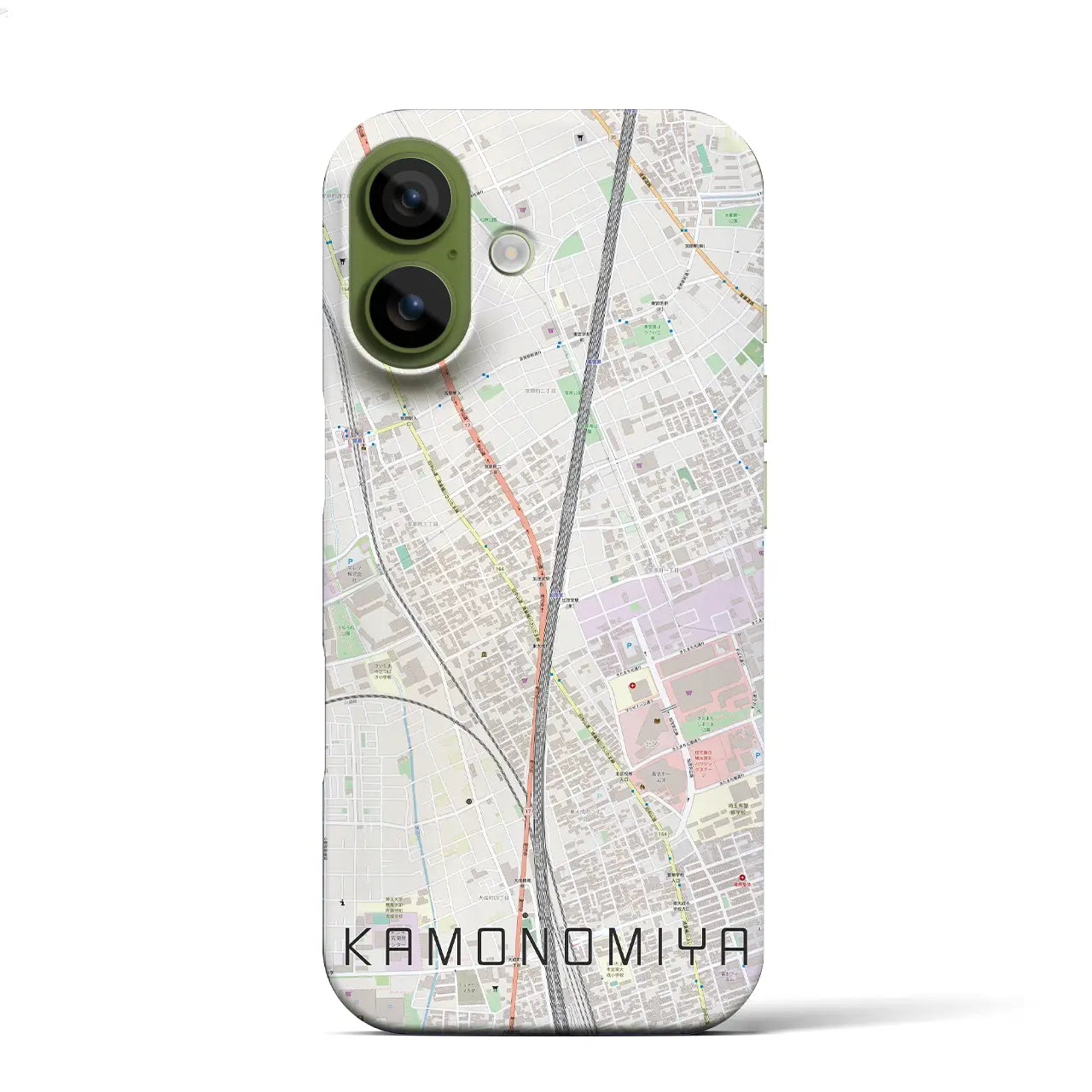 【加茂宮（埼玉県）】地図柄iPhoneケース（バックカバータイプ）