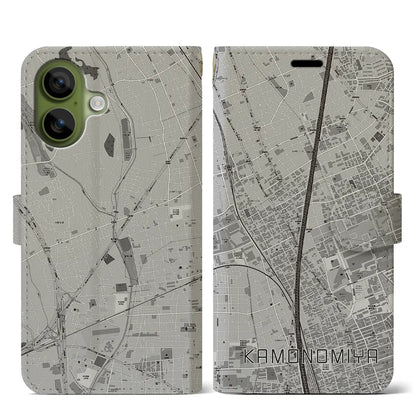 【加茂宮（埼玉県）】地図柄iPhoneケース（手帳タイプ）