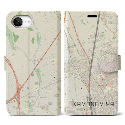 【加茂宮（埼玉県）】地図柄iPhoneケース（手帳タイプ）