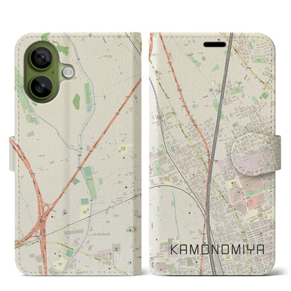 【加茂宮（埼玉県）】地図柄iPhoneケース（手帳タイプ）