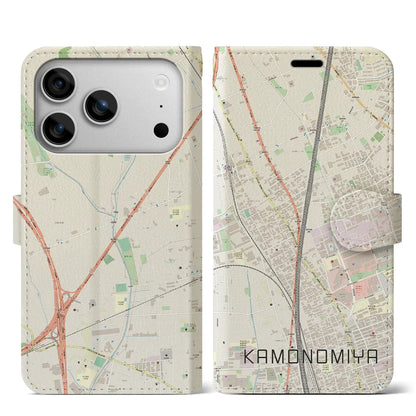 【加茂宮（埼玉県）】地図柄iPhoneケース（手帳タイプ）