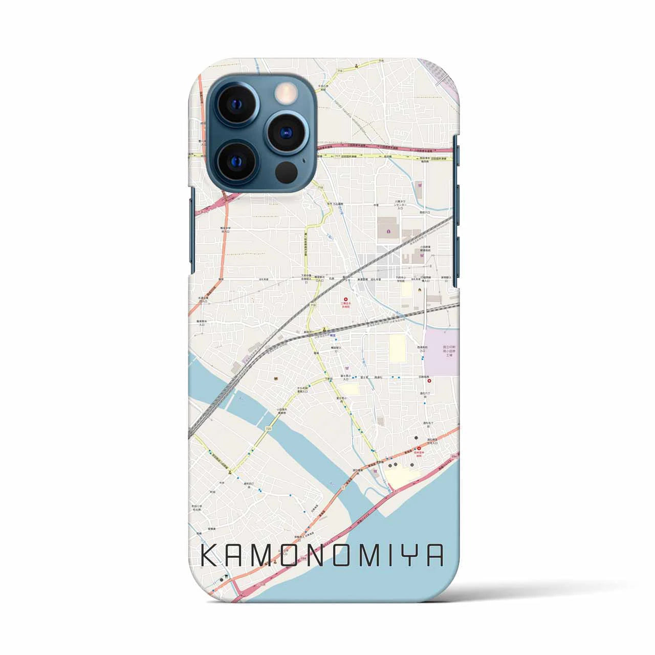 【鴨宮（神奈川県）】地図柄iPhoneケース（バックカバータイプ）