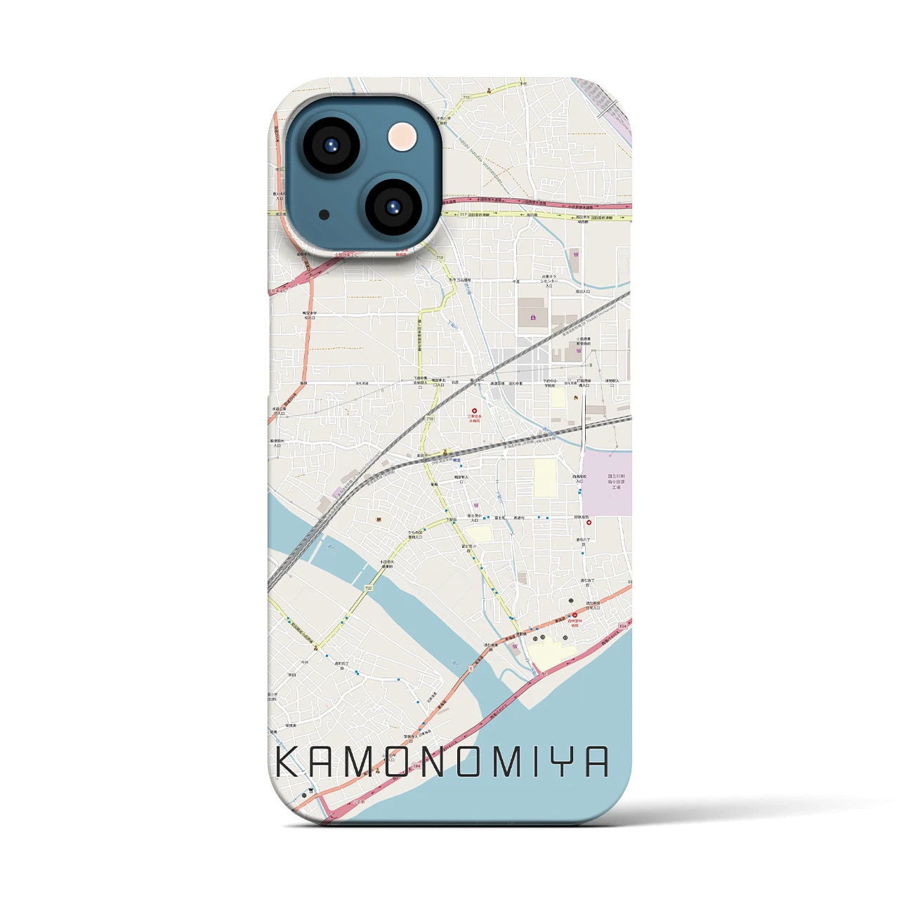【鴨宮（神奈川県）】地図柄iPhoneケース（バックカバータイプ）