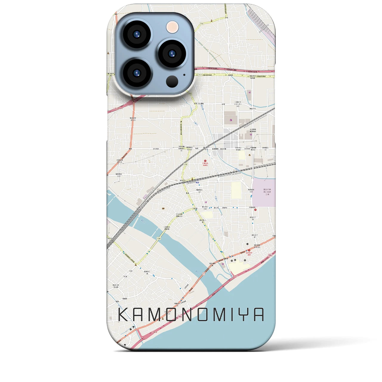 【鴨宮（神奈川県）】地図柄iPhoneケース（バックカバータイプ）