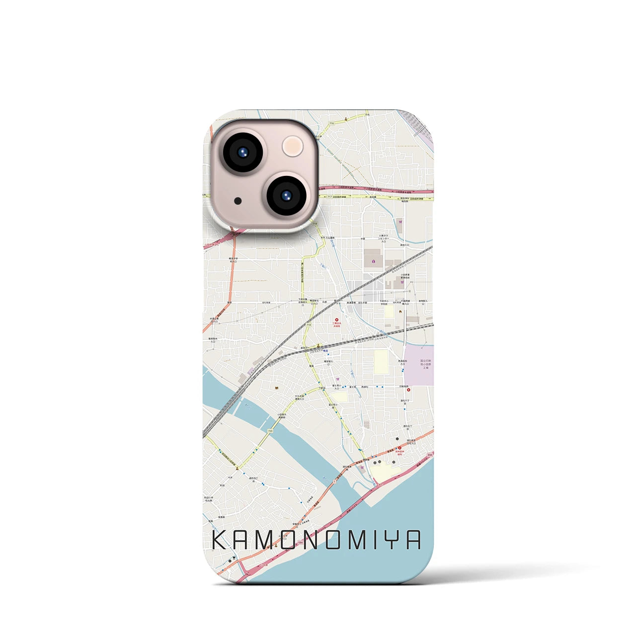 【鴨宮（神奈川県）】地図柄iPhoneケース（バックカバータイプ）