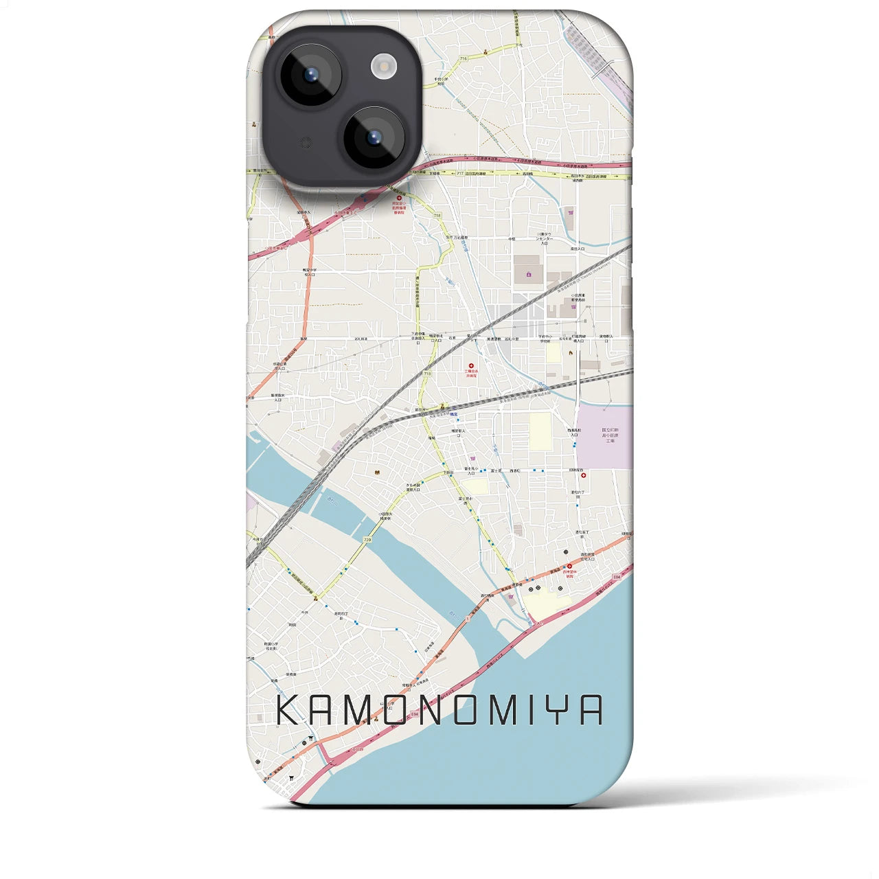 【鴨宮（神奈川県）】地図柄iPhoneケース（バックカバータイプ）