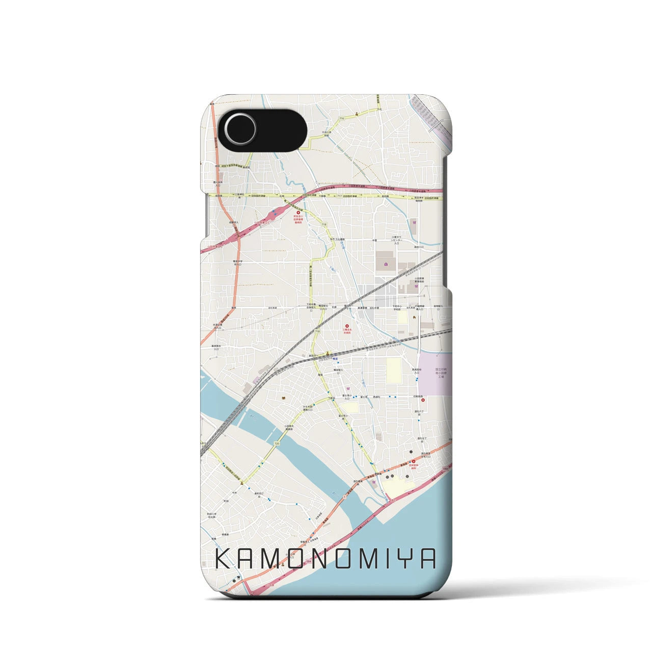 【鴨宮（神奈川県）】地図柄iPhoneケース（バックカバータイプ）