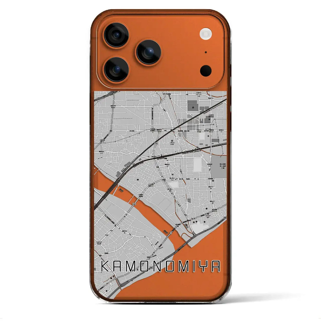 【鴨宮(神奈川県)】地図柄iPhoneケース(クリアタイプ)モノトーン・iPhone 17 Pro Max 用
