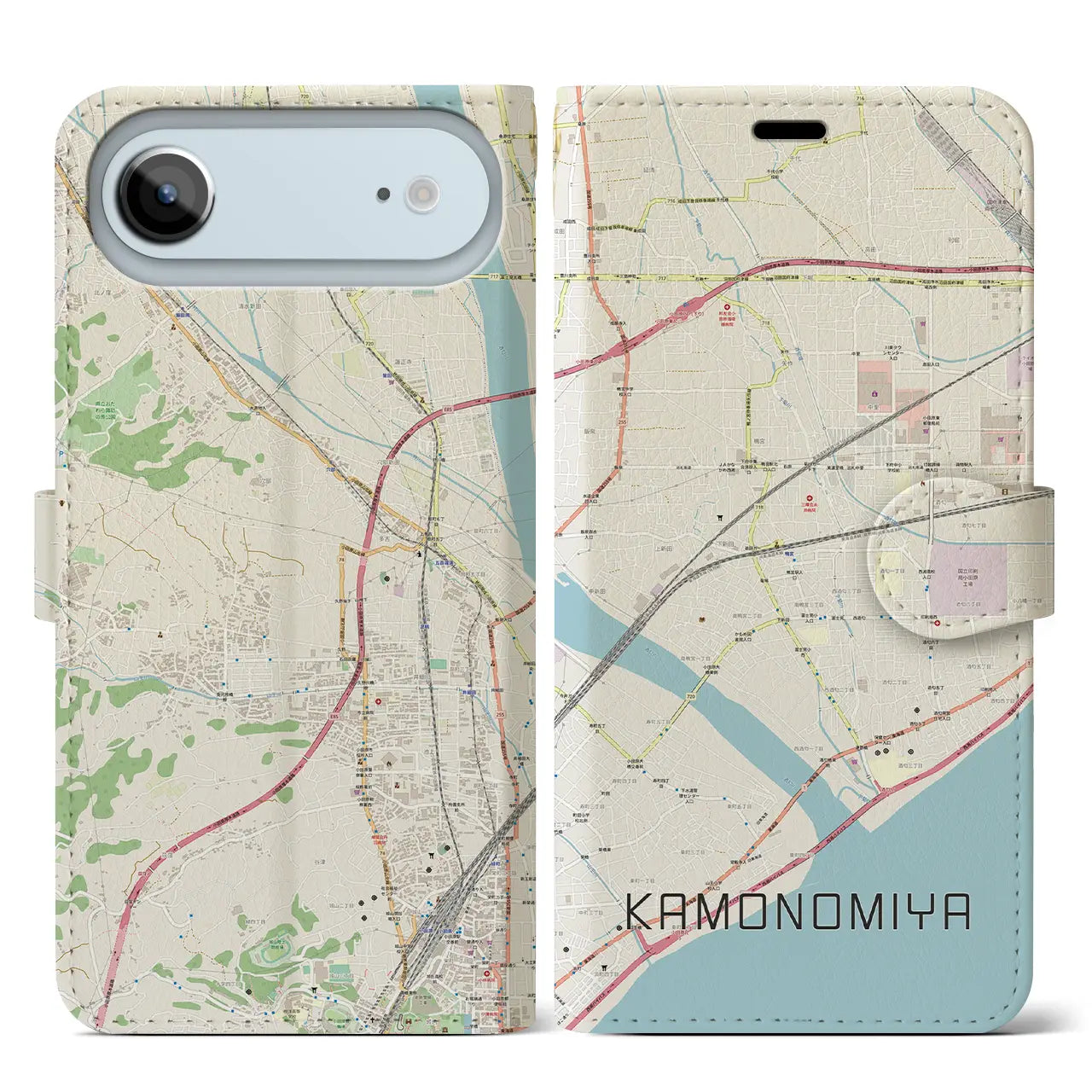 【鴨宮（神奈川県）】地図柄iPhoneケース（手帳タイプ）