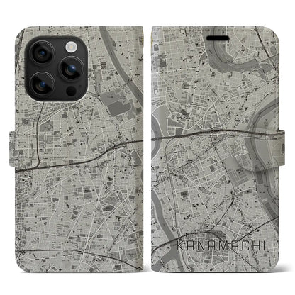 【金町（東京都）】地図柄iPhoneケース（手帳タイプ）モノトーン・iPhone 16 用