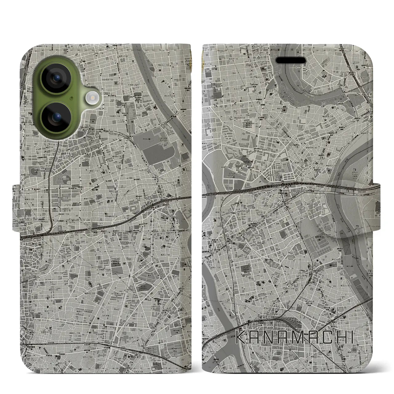 【金町（東京都）】地図柄iPhoneケース（手帳タイプ）