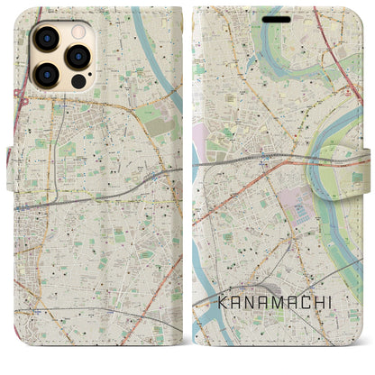 【金町（東京都）】地図柄iPhoneケース（手帳タイプ）ナチュラル・iPhone 12 Pro Max 用
