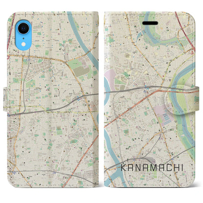 【金町（東京都）】地図柄iPhoneケース（手帳タイプ）ナチュラル・iPhone XR 用