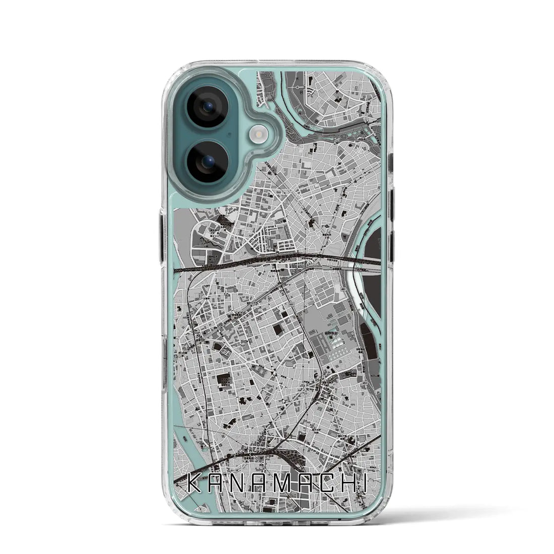 【金町（東京都）】地図柄iPhoneケース（MagSafeタイプ）モノトーン・iPhone 16 Pro 用