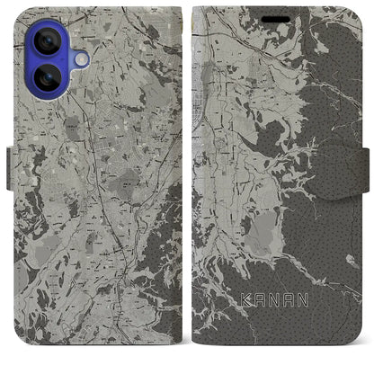 【河南（大阪府）】地図柄iPhoneケース（手帳タイプ）モノトーン・iPhone 16 Pro Max 用