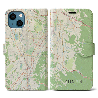 【河南（大阪府）】地図柄iPhoneケース（手帳タイプ）ナチュラル・iPhone 13 用