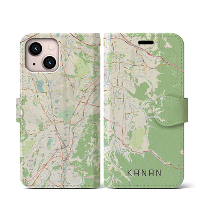 【河南（大阪府）】地図柄iPhoneケース（手帳タイプ）ナチュラル・iPhone 13 mini 用