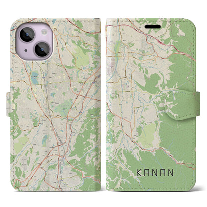 【河南（大阪府）】地図柄iPhoneケース（手帳タイプ）ナチュラル・iPhone 14 用