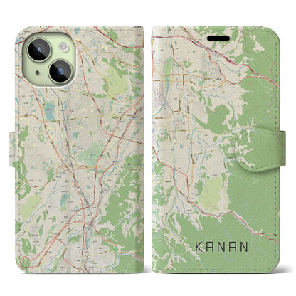 【河南（大阪府）】地図柄iPhoneケース（手帳タイプ）ナチュラル・iPhone 15 用