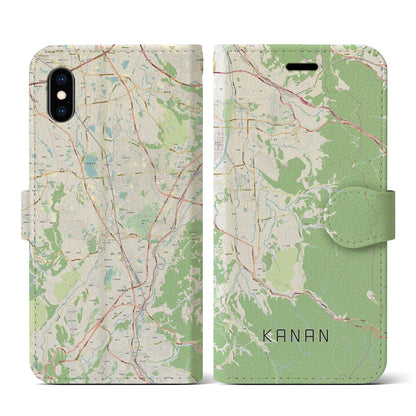 【河南（大阪府）】地図柄iPhoneケース（手帳タイプ）ナチュラル・iPhone XS / X 用