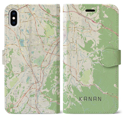 【河南（大阪府）】地図柄iPhoneケース（手帳タイプ）ナチュラル・iPhone XS Max 用