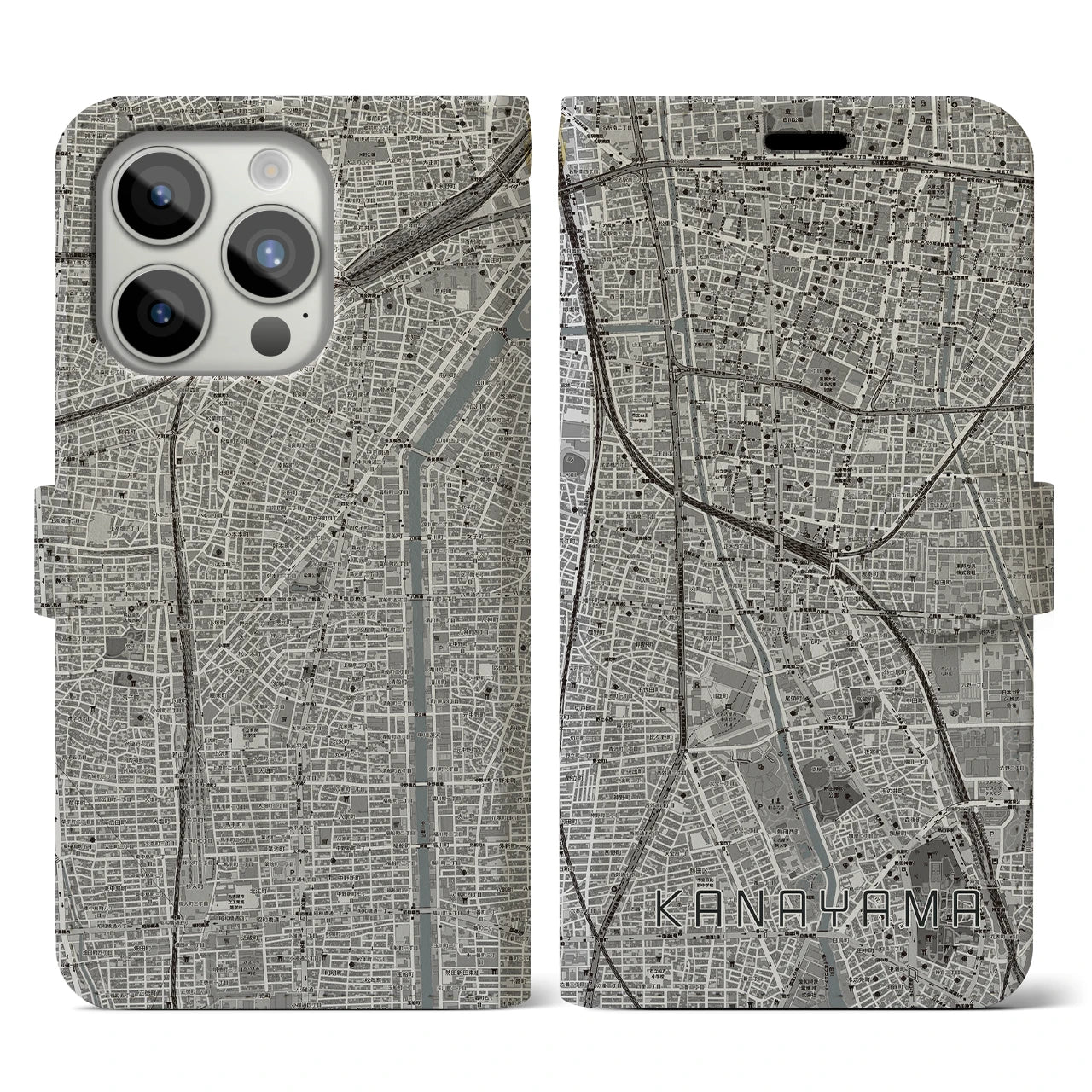 【金山（愛知県）】地図柄iPhoneケース（手帳タイプ）