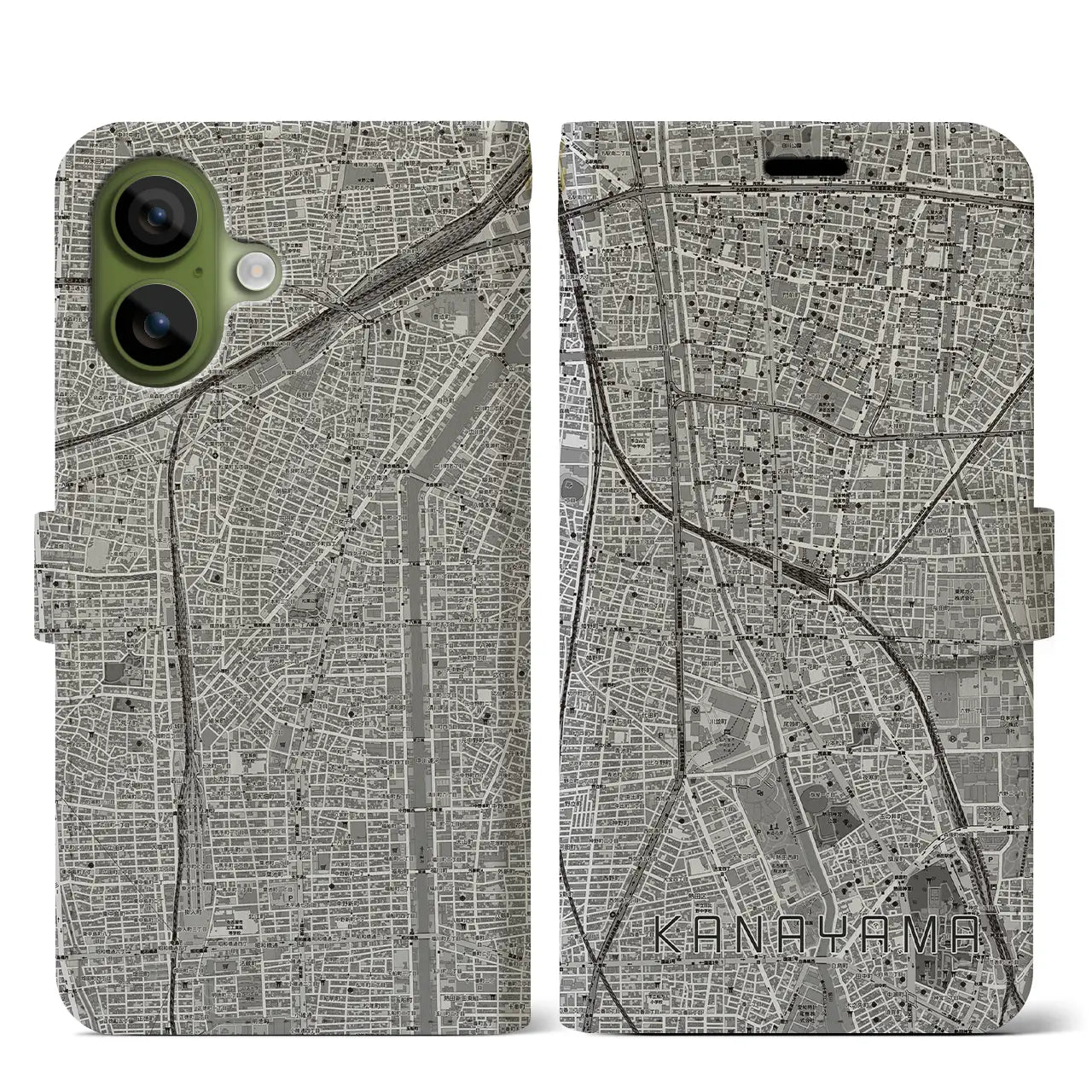 【金山（愛知県）】地図柄iPhoneケース（手帳タイプ）