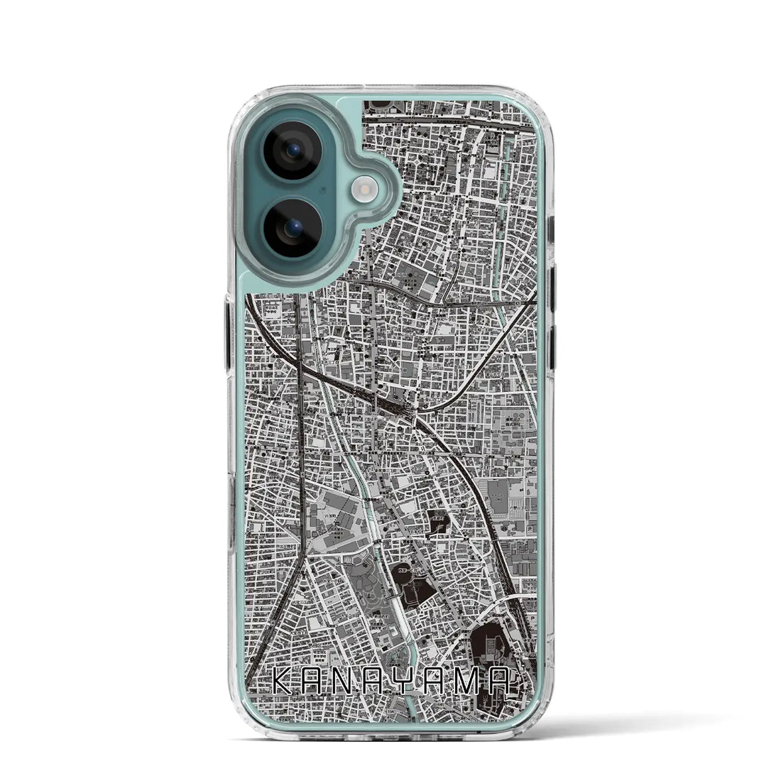【金山（愛知県）】地図柄iPhoneケース（MagSafeタイプ）モノトーン・iPhone 16 Pro 用