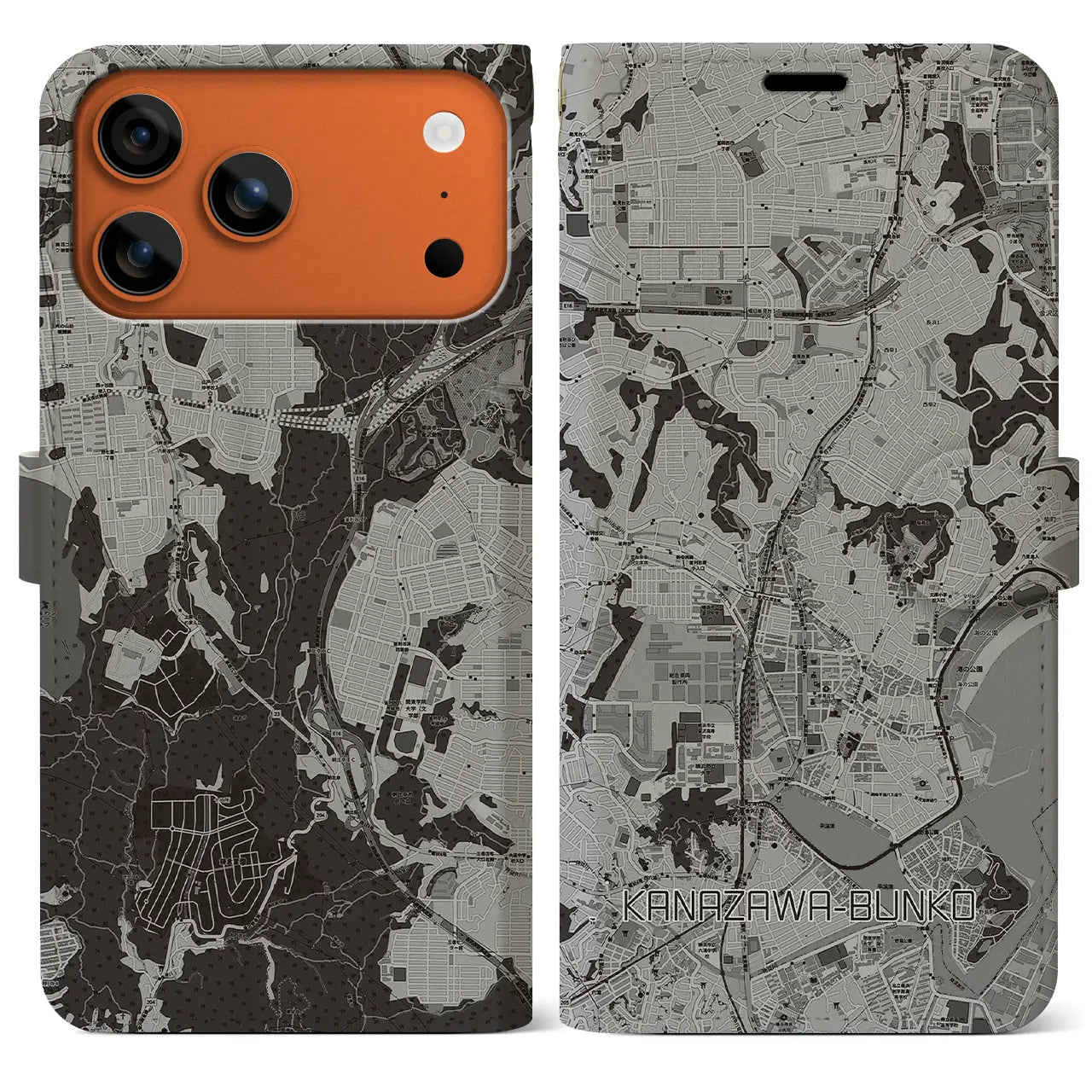 【金沢文庫（神奈川県）】地図柄iPhoneケース（手帳タイプ）