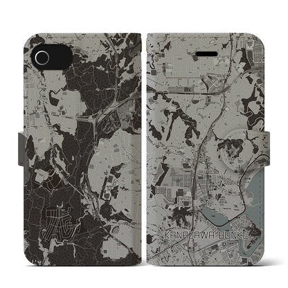 【金沢文庫（神奈川県）】地図柄iPhoneケース（手帳タイプ）モノトーン・iPhone SE（第3 / 第2世代） / 8 / 7 / 6s / 6 用