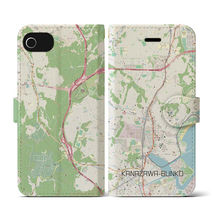 【金沢文庫（神奈川県）】地図柄iPhoneケース（手帳タイプ）ナチュラル・iPhone SE（第3 / 第2世代） / 8 / 7 / 6s / 6 用