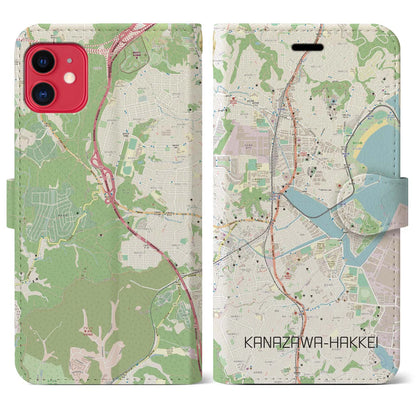 【金沢八景（神奈川県）】地図柄iPhoneケース（手帳タイプ）ナチュラル・iPhone 11 用