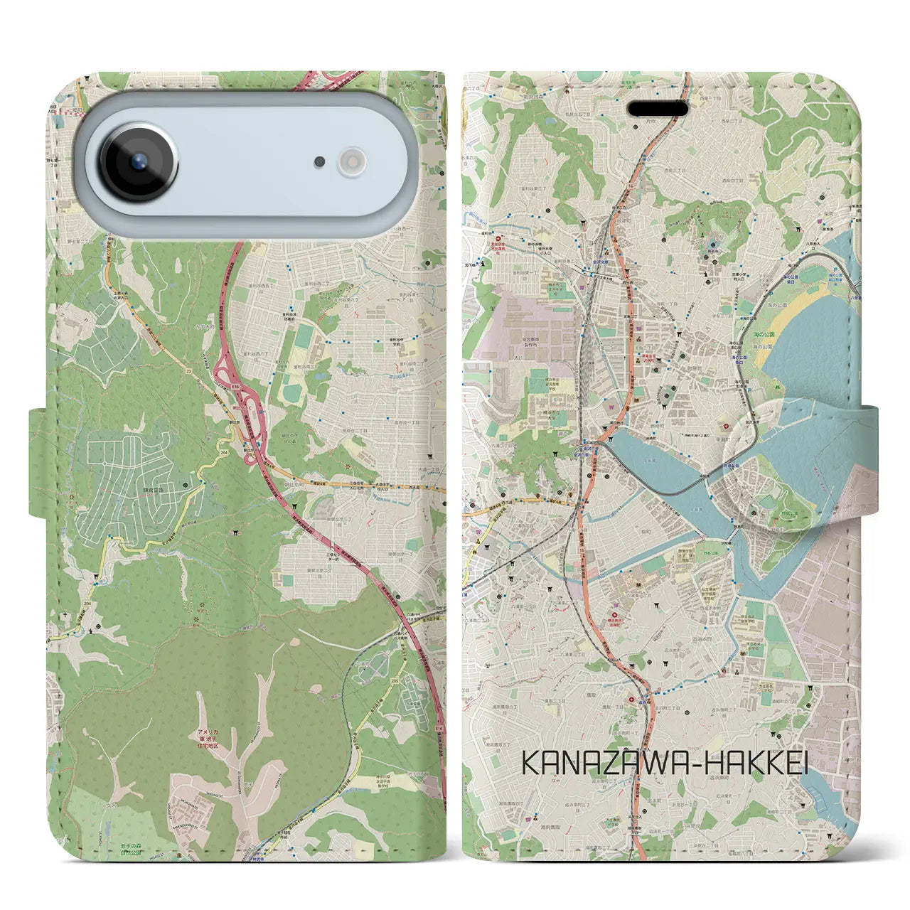 【金沢八景（神奈川県）】地図柄iPhoneケース（手帳タイプ）