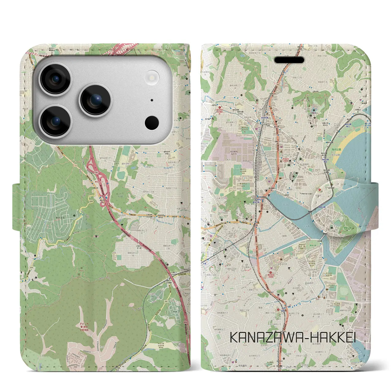 【金沢八景（神奈川県）】地図柄iPhoneケース（手帳タイプ）