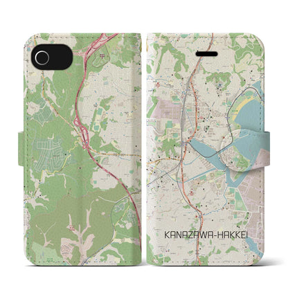【金沢八景（神奈川県）】地図柄iPhoneケース（手帳タイプ）ナチュラル・iPhone SE（第3 / 第2世代） / 8 / 7 / 6s / 6 用