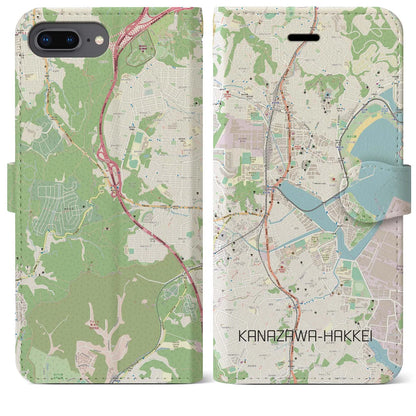 【金沢八景（神奈川県）】地図柄iPhoneケース（手帳タイプ）ナチュラル・iPhone 8Plus /7Plus / 6sPlus / 6Plus 用