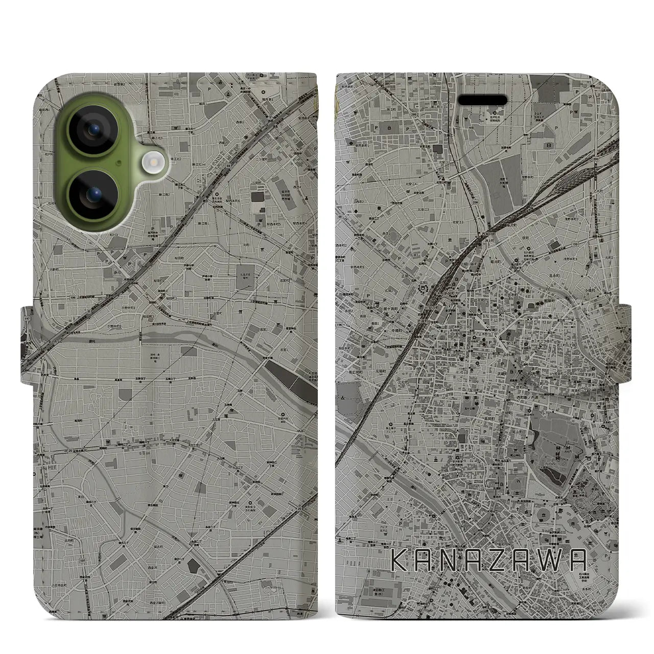 【金沢（石川県）】地図柄iPhoneケース（手帳タイプ）
