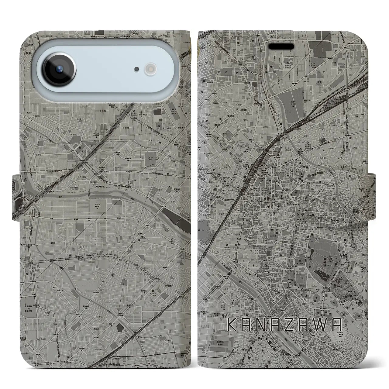 【金沢（石川県）】地図柄iPhoneケース（手帳タイプ）