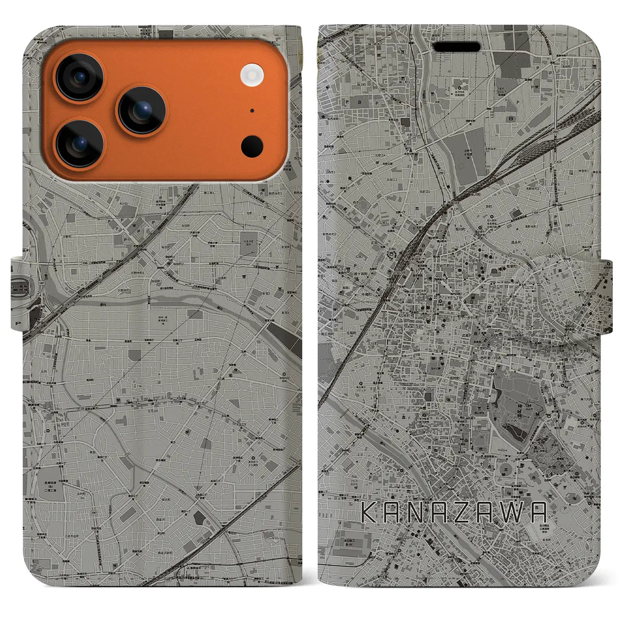 【金沢（石川県）】地図柄iPhoneケース（手帳タイプ）