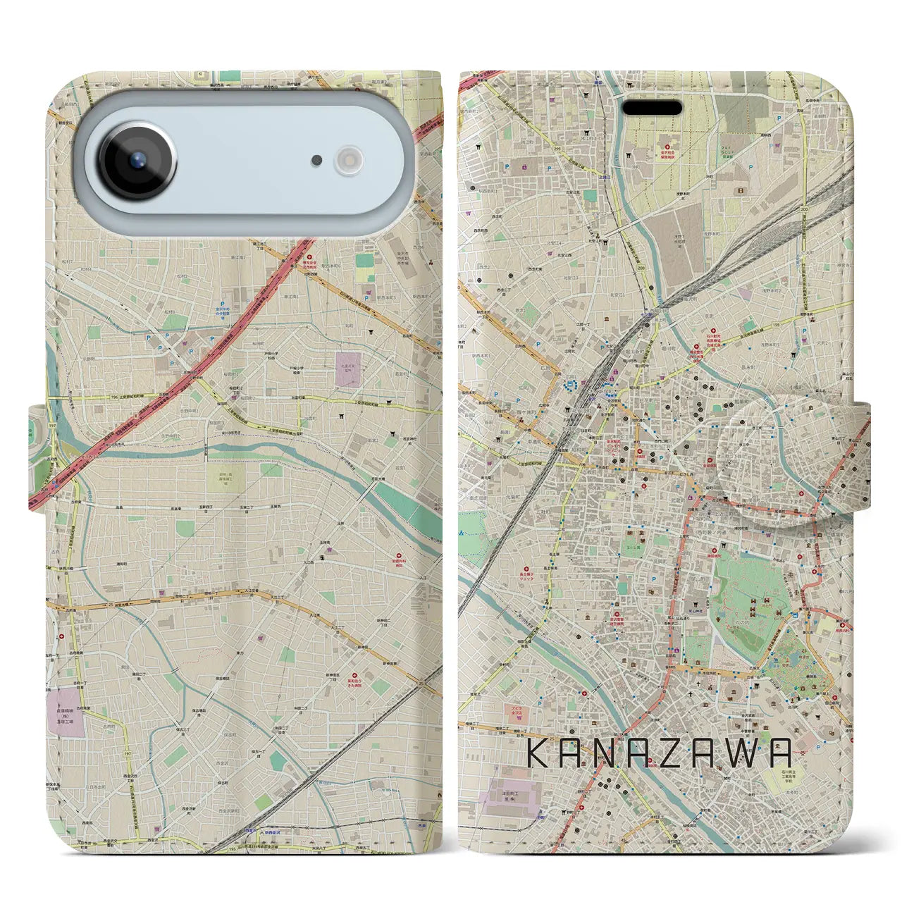 【金沢（石川県）】地図柄iPhoneケース（手帳タイプ）