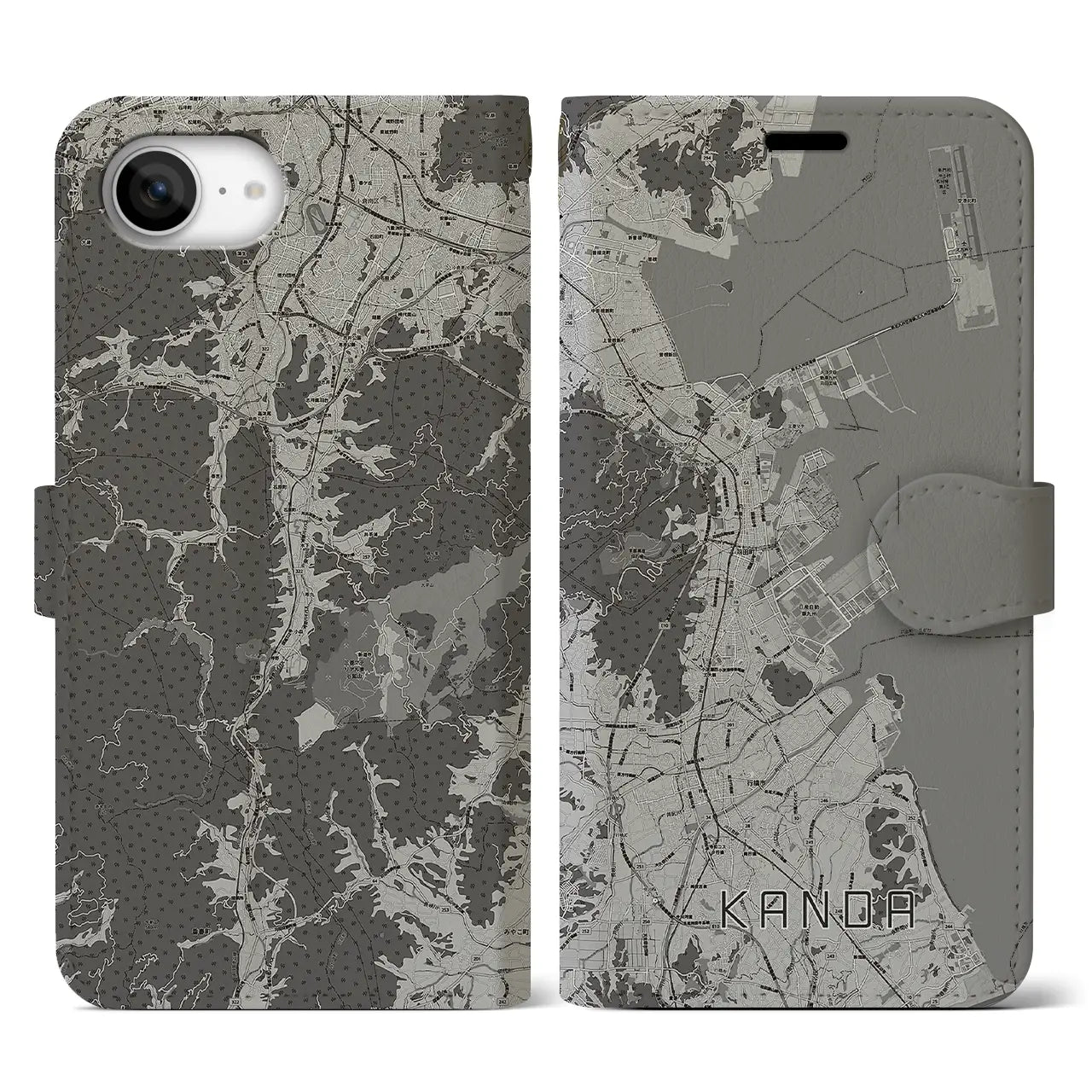 【苅田（福岡県）】地図柄iPhoneケース（手帳タイプ）