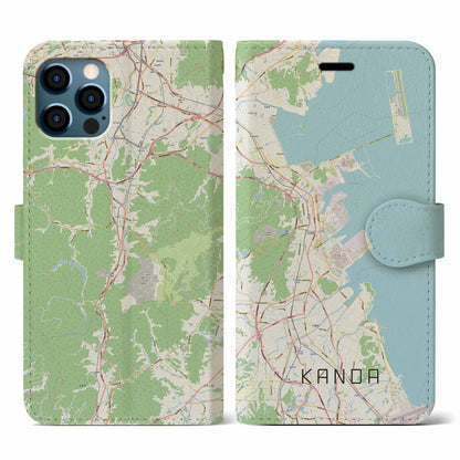 【苅田（福岡県）】地図柄iPhoneケース（手帳タイプ）ナチュラル・iPhone 12 / 12 Pro 用