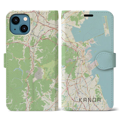 【苅田（福岡県）】地図柄iPhoneケース（手帳タイプ）ナチュラル・iPhone 13 用