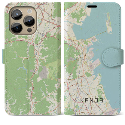 【苅田（福岡県）】地図柄iPhoneケース（手帳タイプ）ナチュラル・iPhone 14 Pro Max 用