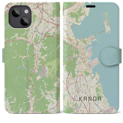 【苅田（福岡県）】地図柄iPhoneケース（手帳タイプ）ナチュラル・iPhone 14 Plus 用