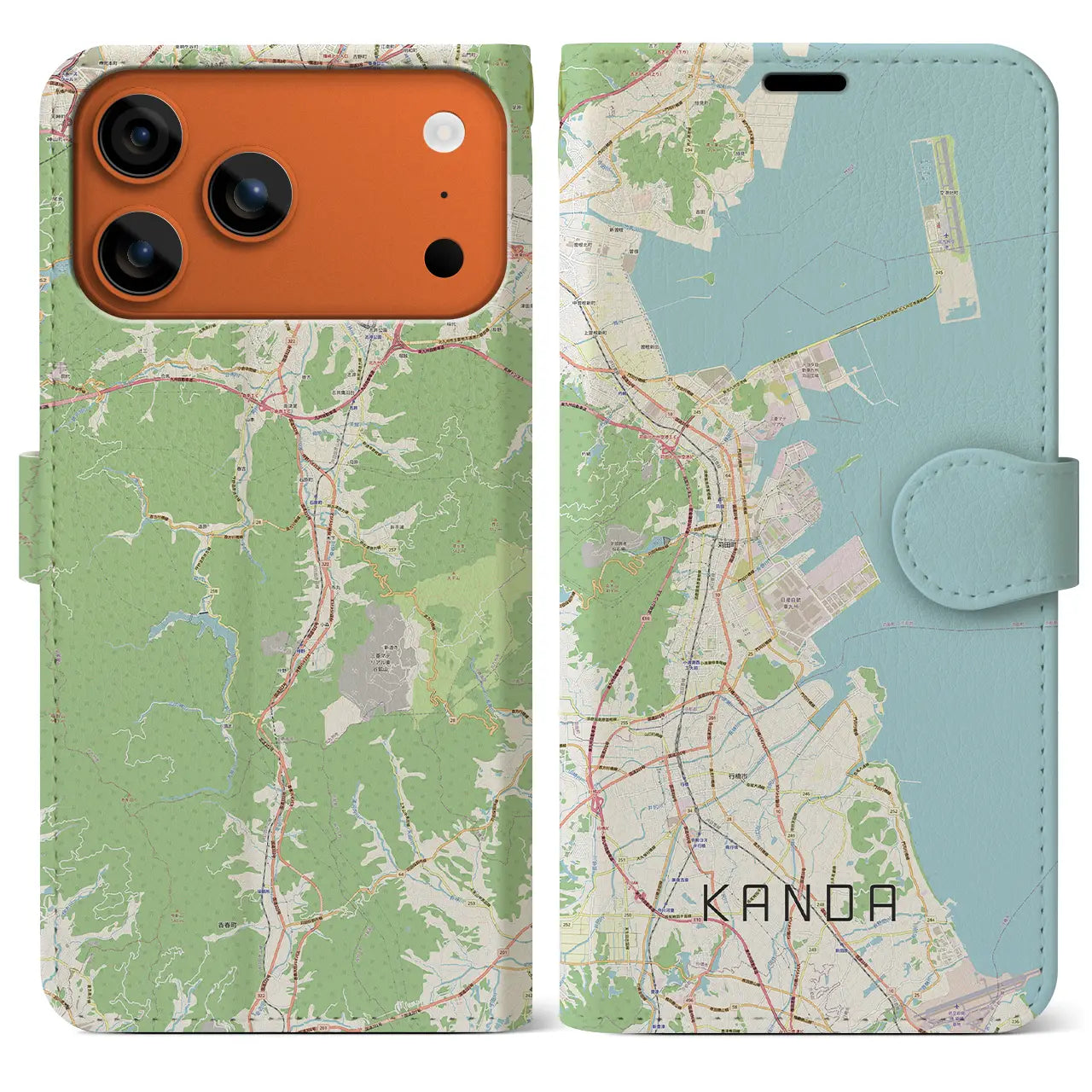 【苅田（福岡県）】地図柄iPhoneケース（手帳タイプ）